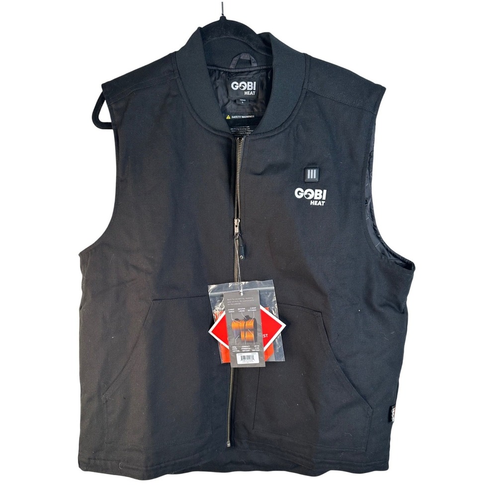 Gobi Heat Men's Black Ridge Heated Cotton Duck Workwear Vest Size Large